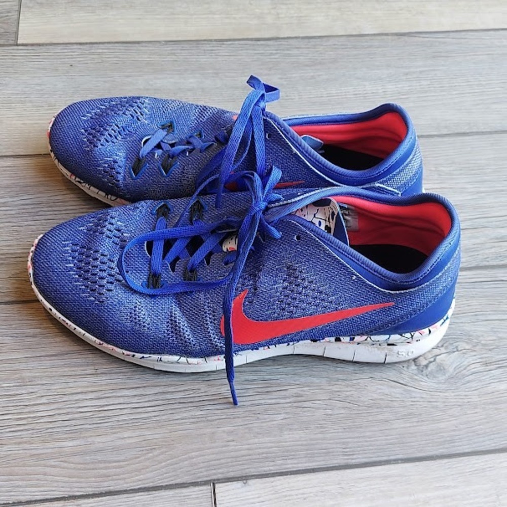 Nike Free TR Fit 5 Womens Training Shoes Blue‎ Crimson 704695-405 Size 8.5